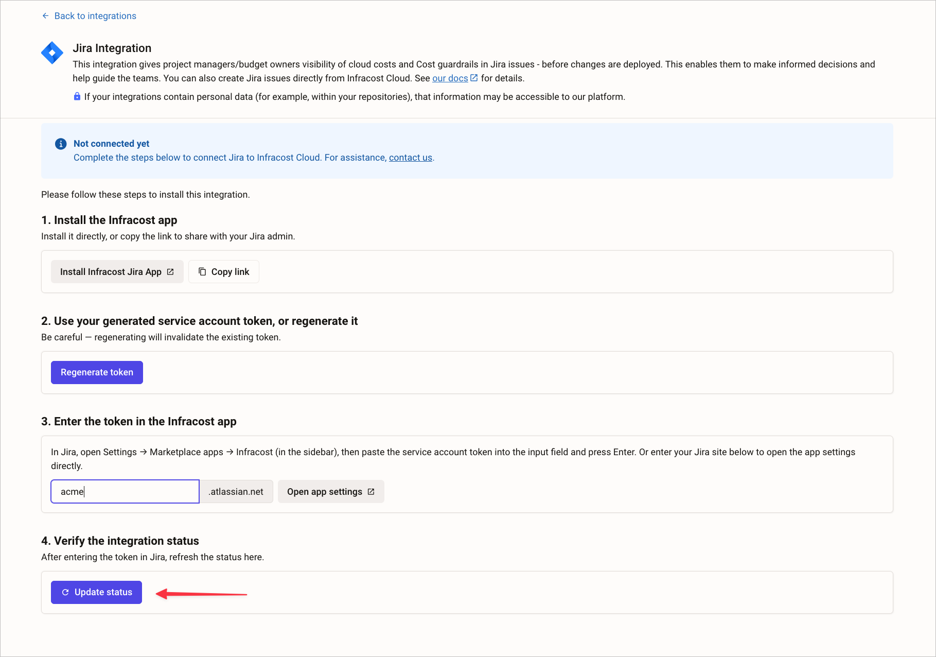 update status