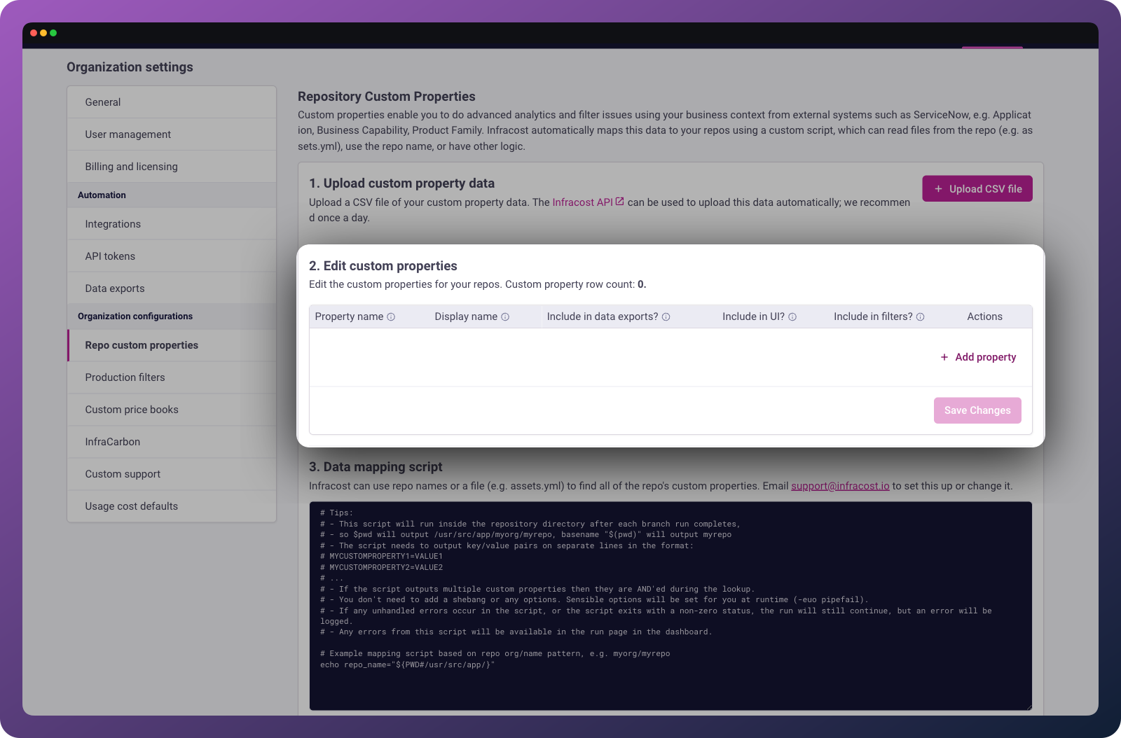 Configure your custom properties