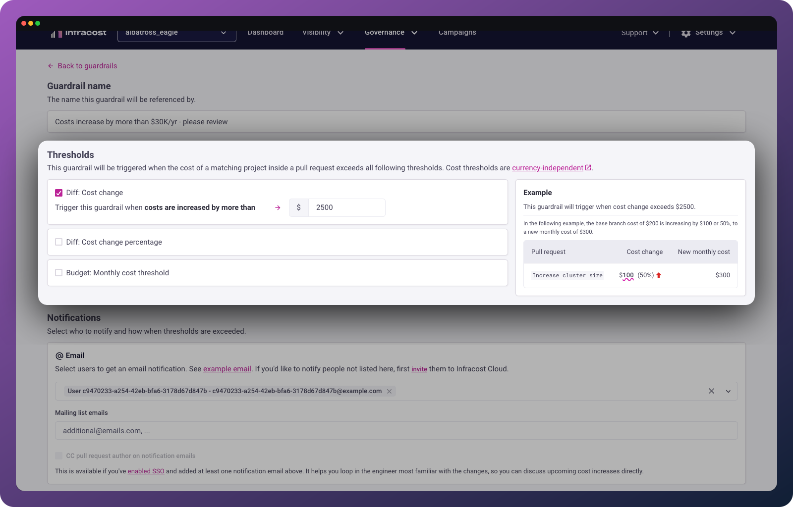 Setting guardrail thresholds