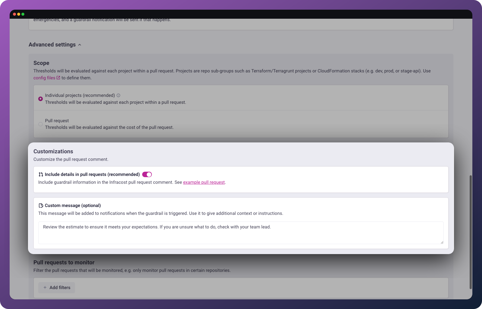 Customize guardrail messages
