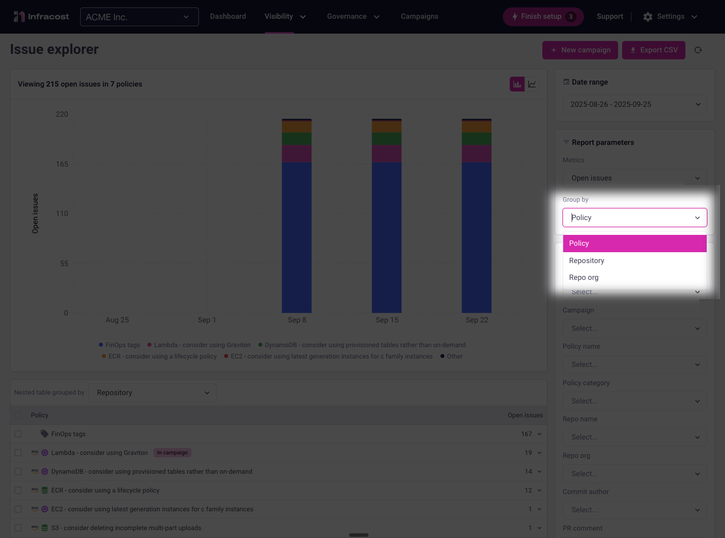 Selecting the attribute to group by