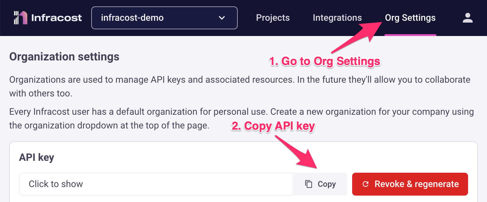Copy organization API key