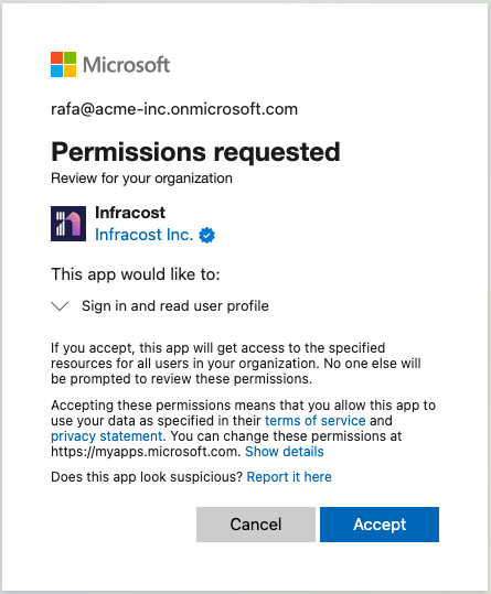 Install the Infracost Azure Repos App into any Azure organization